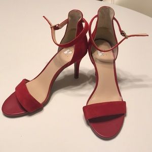 BP. Red Suede Buckle Strap Heel SZ 5